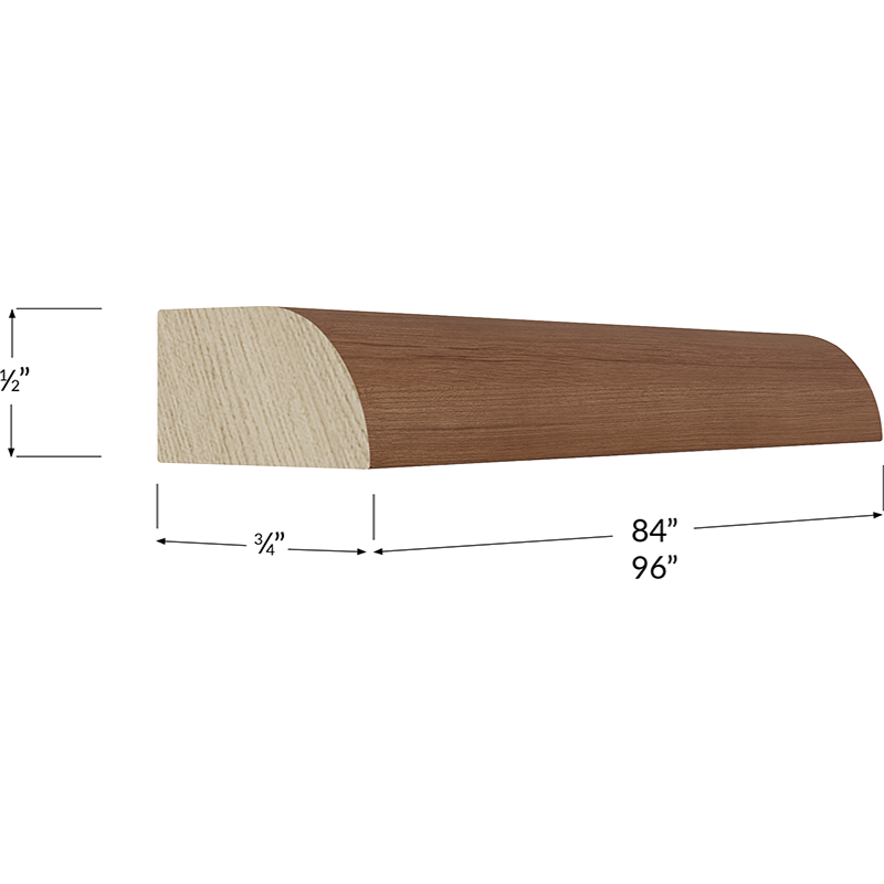 Blackwood Bourbon Oak Shoe Moulding - 96W x 3/4H x 1/2D