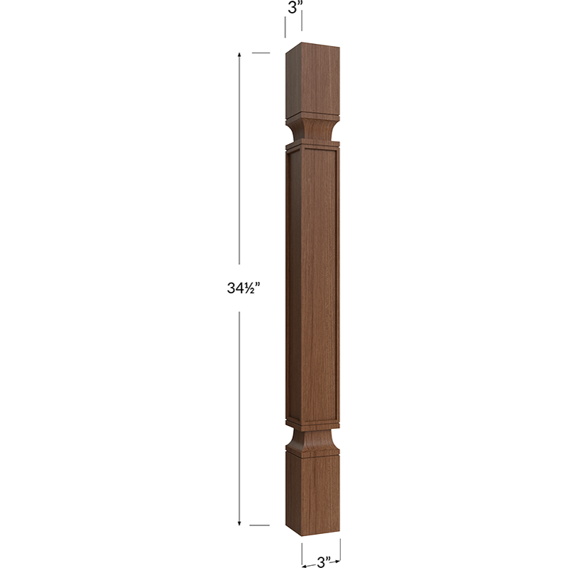 Blackwood Bourbon Oak Square Decorative Leg - 3W x 34-1/2H x 3D