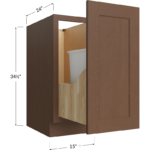 Blackwood Bourbon Shaker Full Height Door Base with Single Trashcan Pullout - 15W x 34-1/2H x 24D - 1 Door, 1 Trashcan Pullout
