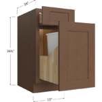 Blackwood Bourbon Shaker Base with Single Trashcan Pullout - 15W x 34-1/2H x 24D - 1 Door, 1 Trashcan Pullout
