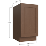 Blackwood Bourbon Shaker Full Height Door Base with Double Trashcan Pullout - 18W x 34-1/2H x 24D - 1 Door, 2 Trashcan Pullout