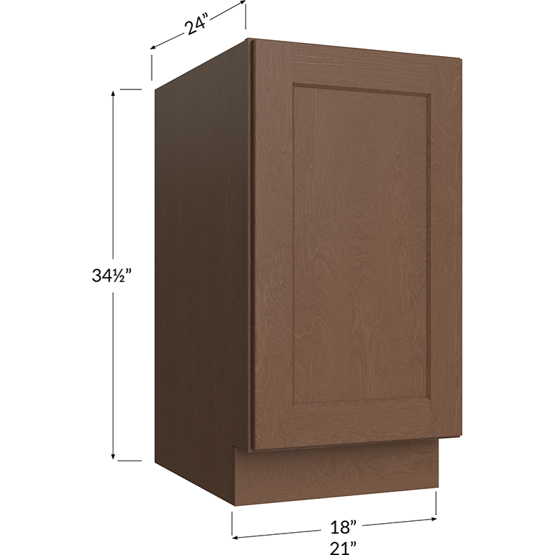 Blackwood Bourbon Shaker Full Height Door Base with Double Trashcan Pullout - 18W x 34-1/2H x 24D - 1 Door, 2 Trashcan Pullout
