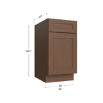 Blackwood Bourbon Shaker Base with Double Trashcan Pullout - 18W x 34-1/2H x 24D - 1 Door, 1 Drawer, 2 Trashcan Pullouts