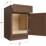 Blackwood Bourbon Shaker One Rollout Shelf Base Cabinet - 18W x 34-1/2H x 24D - 1 Door, 1 Drawer, 1 Roll Out Shelf