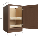 Blackwood Bourbon Shaker Full Height Door Two Rollout Shelf Base Cabinet - 18W x 34-1/2H x 24D - 1 Door, 2 Roll Out Shelf