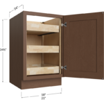 Blackwood Bourbon Shaker Full Height Door Three Rollout Shelf Base Cabinet - 18W x 34-1/2H x 24D - 1 Door, 3 Roll Out Shelf