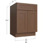 Blackwood Bourbon Shaker Base Cabinet - 24W x 34-1/2H x 24D - 2 Doors, 1 Drawer, 1 Shelf