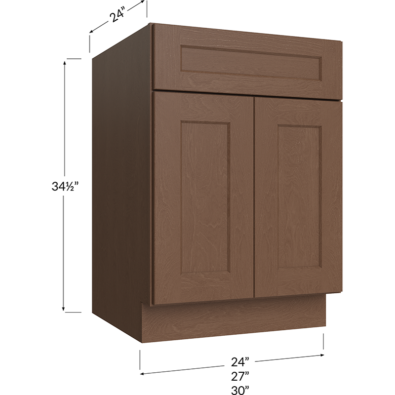 Blackwood Bourbon Shaker Base Cabinet - 30W x 34-1/2H x 24D - 2 Doors, 1 Drawer, 1 Shelf