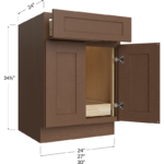 Blackwood Bourbon Shaker One Rollout Shelf Base Cabinet - 24W x 34-1/2H x 24D - 2 Doors, 1 Drawer, 1 Roll Out Shelf