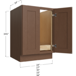 Blackwood Bourbon Shaker Full Height Door One Rollout Shelf Base Cabinet - 24W x 34-1/2H x 24D - 2 Door, 1 Roll Out Shelf