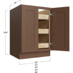 Blackwood Bourbon Shaker Full Height Door Three Rollout Shelf Base Cabinet - 24W x 34-1/2H x 24D - 2 Door, 3 Roll Out Shelf