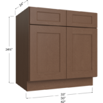 Blackwood Bourbon Shaker Base Cabinet - 33W x 34-1/2H x 24D - 2 Doors, 2 Drawer, 1 Shelf