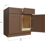 Blackwood Bourbon Shaker One Rollout Shelf Base Cabinet - 33W x 34-1/2H x 24D - 2 Doors, 2 Drawer, 1 Roll Out Shelf