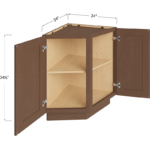 Blackwood Bourbon Shaker Base End Cabinet - 24W x 34-1/2H x 24D - 2 Doors, 2 Shelves
