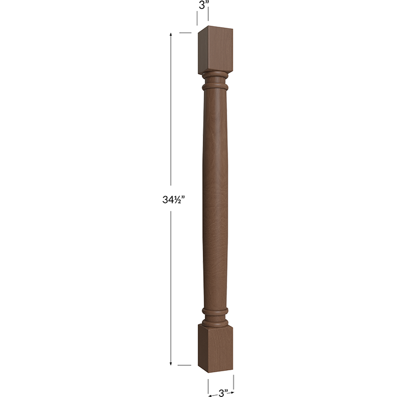 Blackwood Bourbon Shaker Classic Decorative Leg - 3W x 34-1/2H x 3D