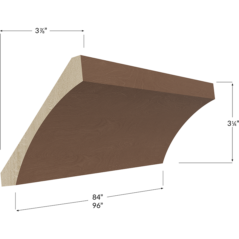 Blackwood Bourbon Shaker Cove Crown Moulding - 96W x 3-1/4H x 3-7/8D