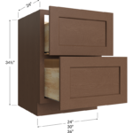 Blackwood Bourbon Shaker Two Drawer Base Cabinet - 24W x 34-1/2H x 24D - 2 Drawers