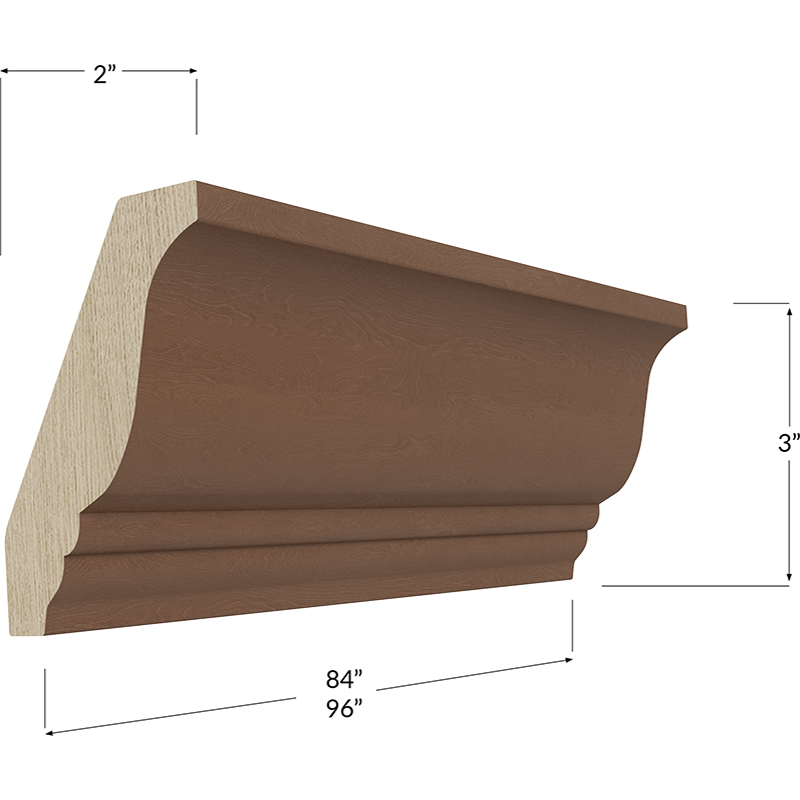 Blackwood Bourbon Shaker Decorative Crown Moulding - 96W x 3H x 2D