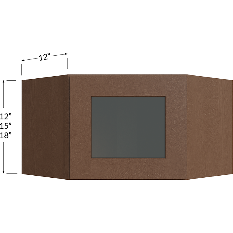 Blackwood Bourbon Shaker Stacker Wall Glass Door Cabinet with Finished Interior - 24W x 15H x 12D - 1 Door