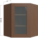Blackwood Bourbon Shaker Wall Diagonal Glass Door Corner Cabinet with Finished Interior - 24W x 30H x 12D - 1 Door, 2 Shelves - Does not include Glass
