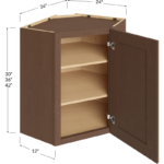 Blackwood Bourbon Shaker Wall Diagonal Corner Cabinet - 24W x 30H x 12D - 1 Door, 2 Shelves