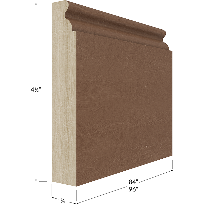 Blackwood Bourbon Shaker Traditional Furniture Base Moulding - 96W x 4-1/2H x 3/4D
