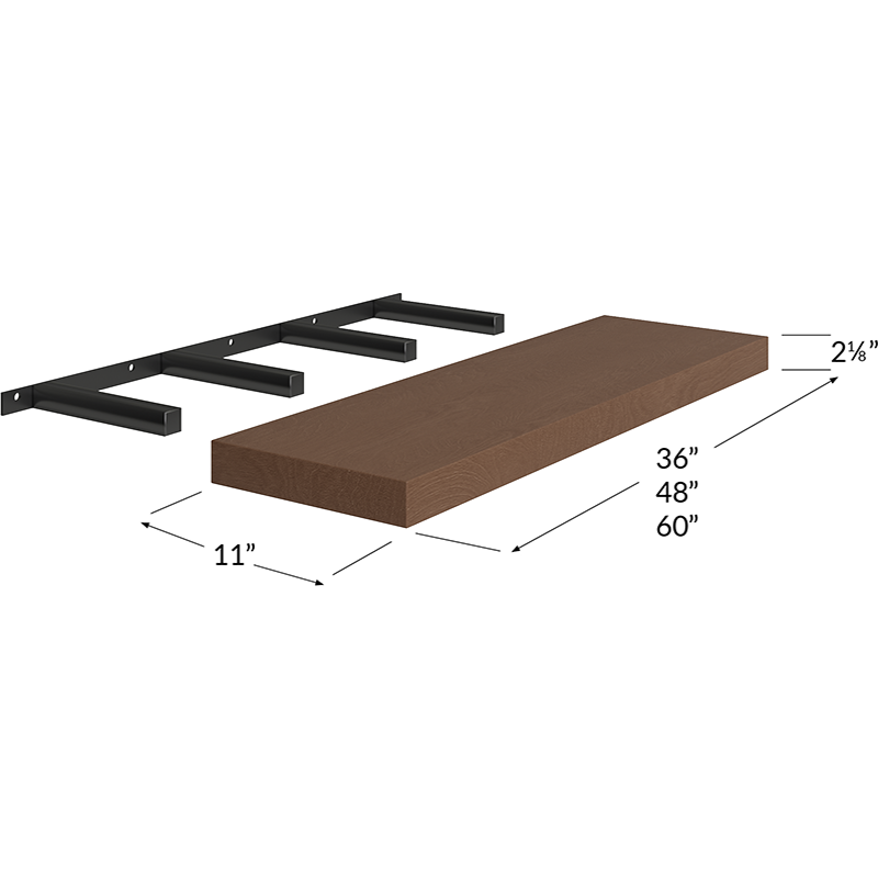 Blackwood Bourbon Shaker Floating Shelf - 48W x 2-1/8H x 11D