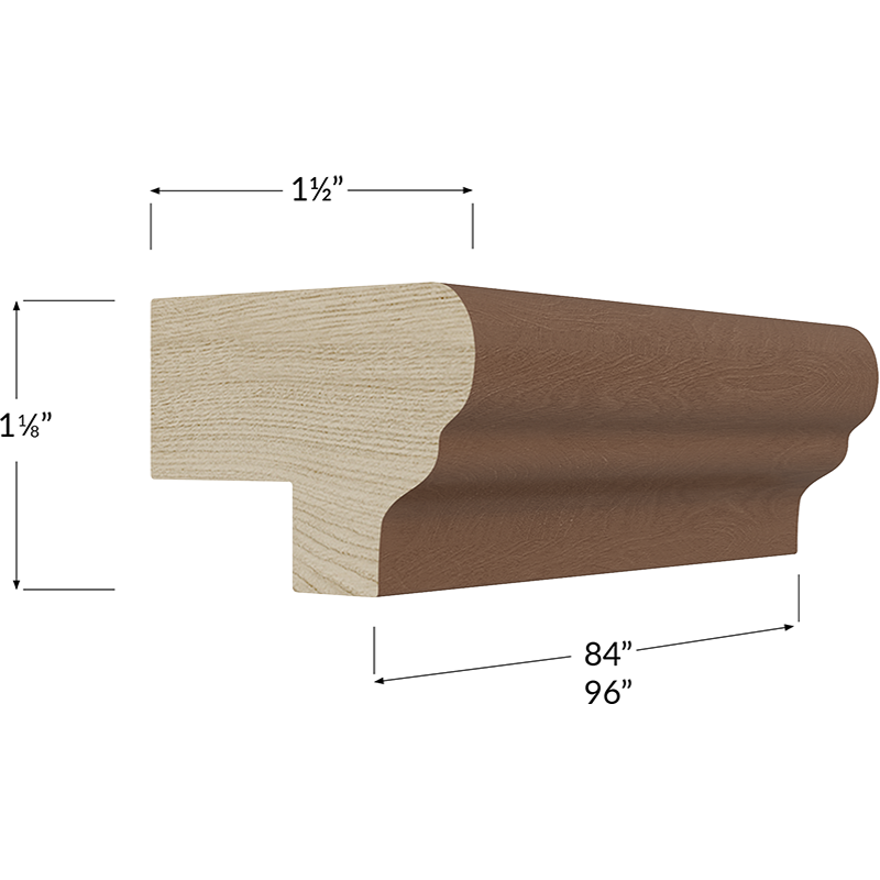 Blackwood Bourbon Shaker Traditional Light Rail Moulding - 96W x 1-1/8H x 1-1/2D
