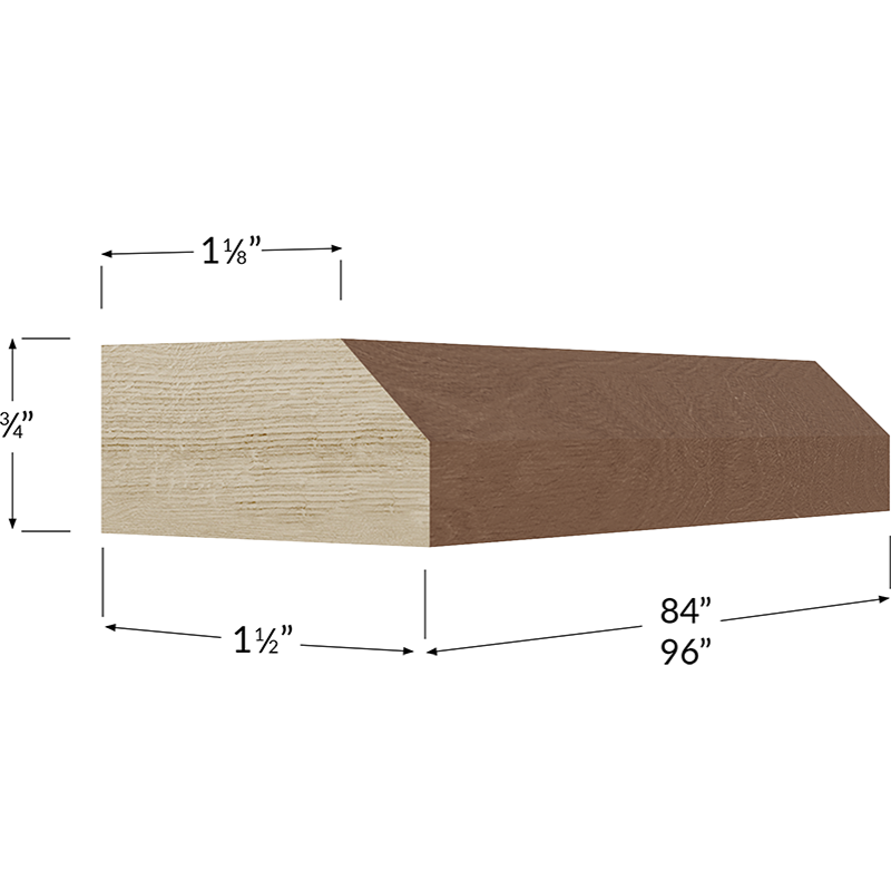 Blackwood Bourbon Shaker Shaker Light Rail Moulding - 96W x 1-1/2H x 3/4D