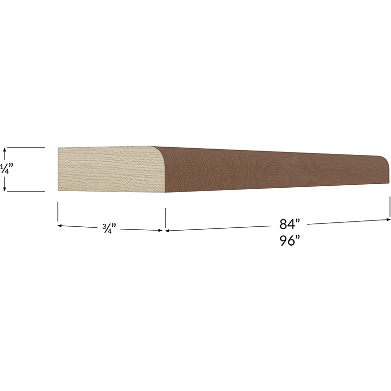 Blackwood Bourbon Shaker Scribe Moulding - 96W x 3/4H x 1/4D