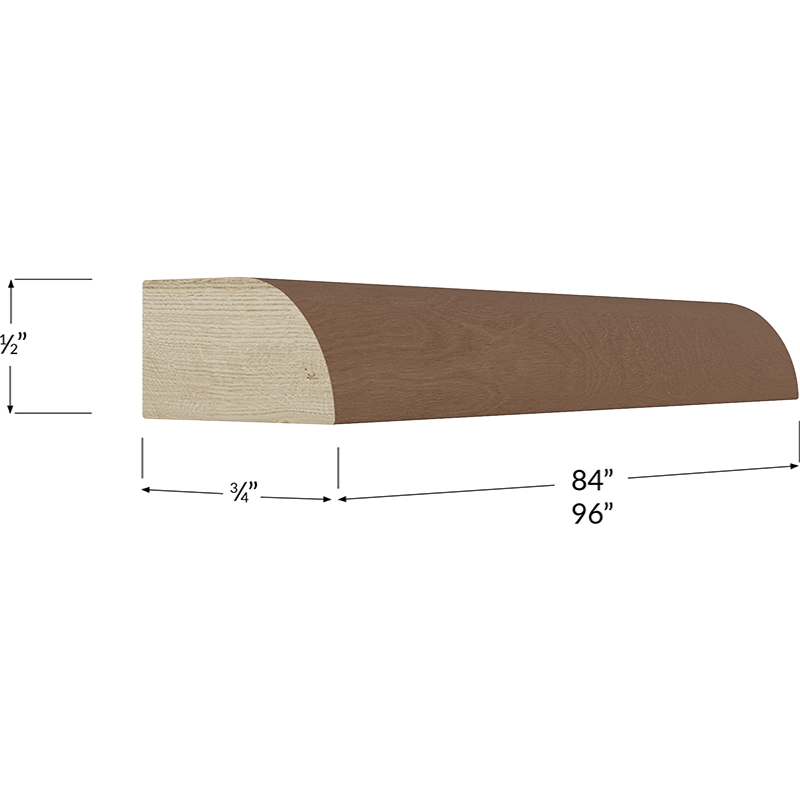 Blackwood Bourbon Shaker Shoe Moulding - 84W x 3/4H x 1/2D
