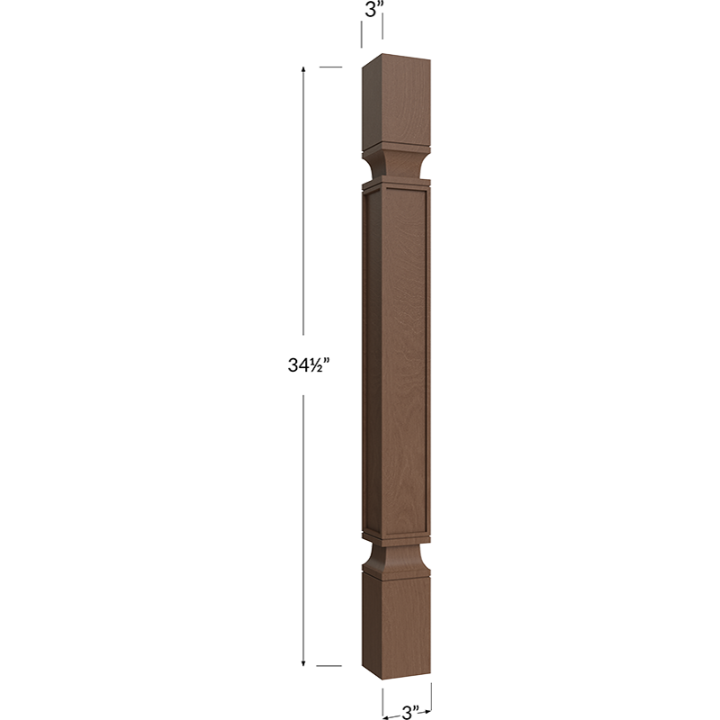 Blackwood Bourbon Shaker Square Decorative Leg - 3W x 34-1/2H x 3D