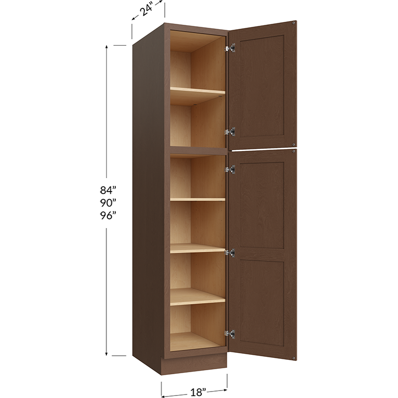 Blackwood Bourbon Shaker Utility Cabinet - 18W x 84H x 24D - 2 Doors, 4 Shelves
