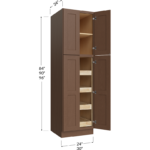 Blackwood Bourbon Shaker Four Rollout Shelf Utility Cabinet - 24W x 84H x 24D - 4 Doors, 1 Shelf, 4 Roll out Shelves
