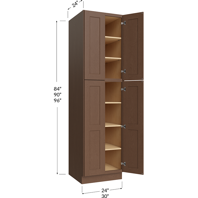 Blackwood Bourbon Shaker Utility Cabinet - 18W x 84H x 24D - 2 Doors, 4 Shelves