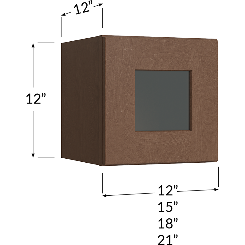 Blackwood Bourbon Shaker Stacker Wall Glass Door Cabinet with Finished Interior - 15W x 12H x 12D - 1 Door