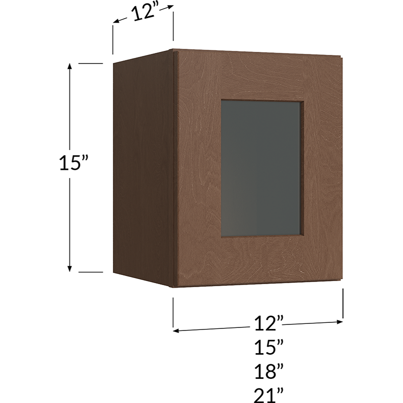 Blackwood Bourbon Shaker Stacker Wall Glass Door Cabinet with Finished Interior - 18W x 15H x 12D - 1 Door
