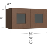 Blackwood Bourbon Shaker Stacker Wall Glass Door Cabinet with Finished Interior - 24W x 12H x 12D - 2 Doors