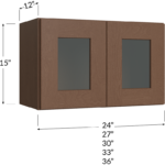Blackwood Bourbon Shaker Stacker Wall Glass Door Cabinet with Finished Interior - 24W x 15H x 12D - 2 Doors
