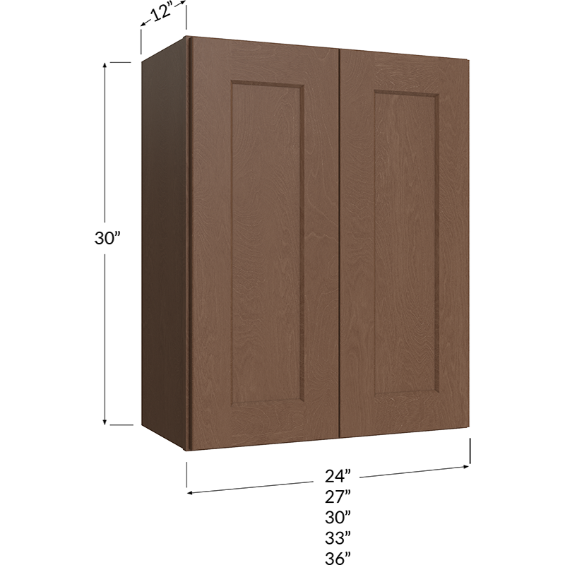 Blackwood Bourbon Shaker Wall Cabinet - 36W x 30H x 12D - 2 Doors, 2 Shelves