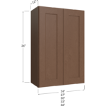 Blackwood Bourbon Shaker Wall Cabinet - 24W x 36H x 12D - 2 Doors, 2 Shelves