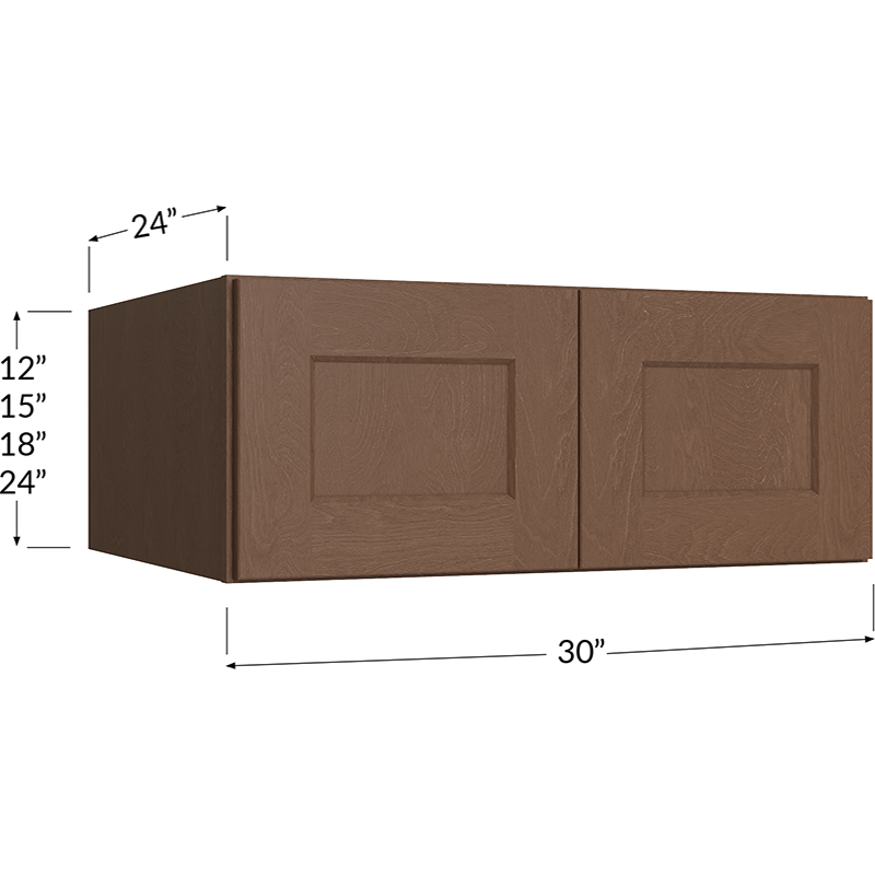 Blackwood Bourbon Shaker Wall Refrigerator Cabinet - 30W x 12H x 24D - 2 Doors