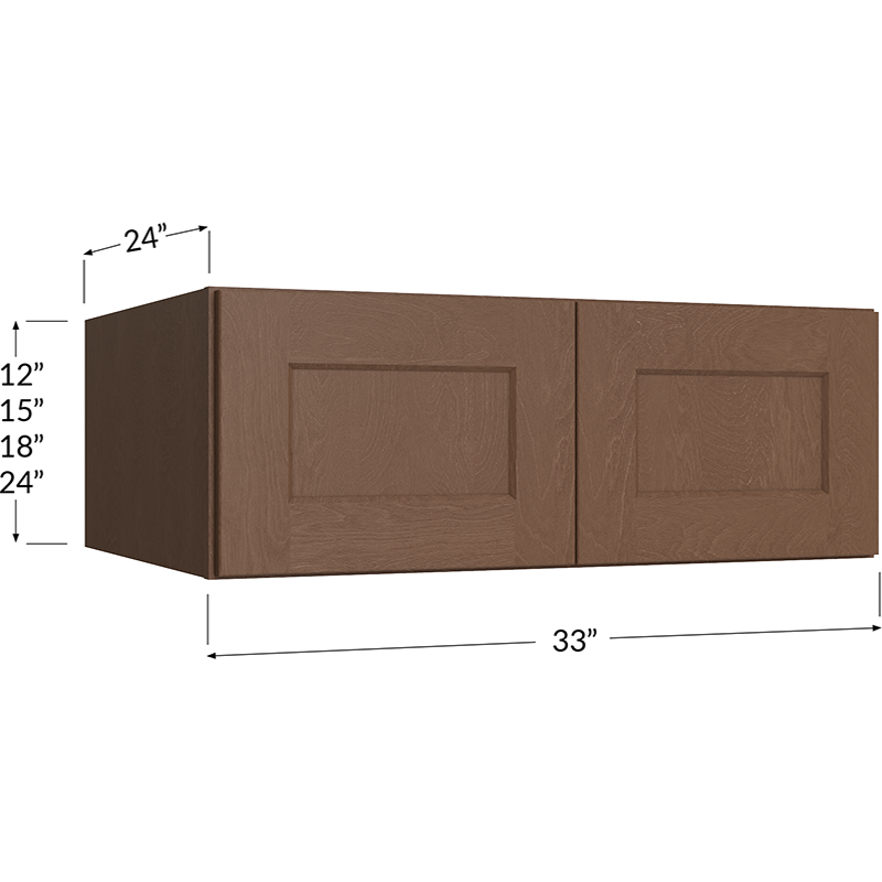 Blackwood Bourbon Shaker Wall Refrigerator Cabinet - 33W x 12H x 24D - 2 Doors