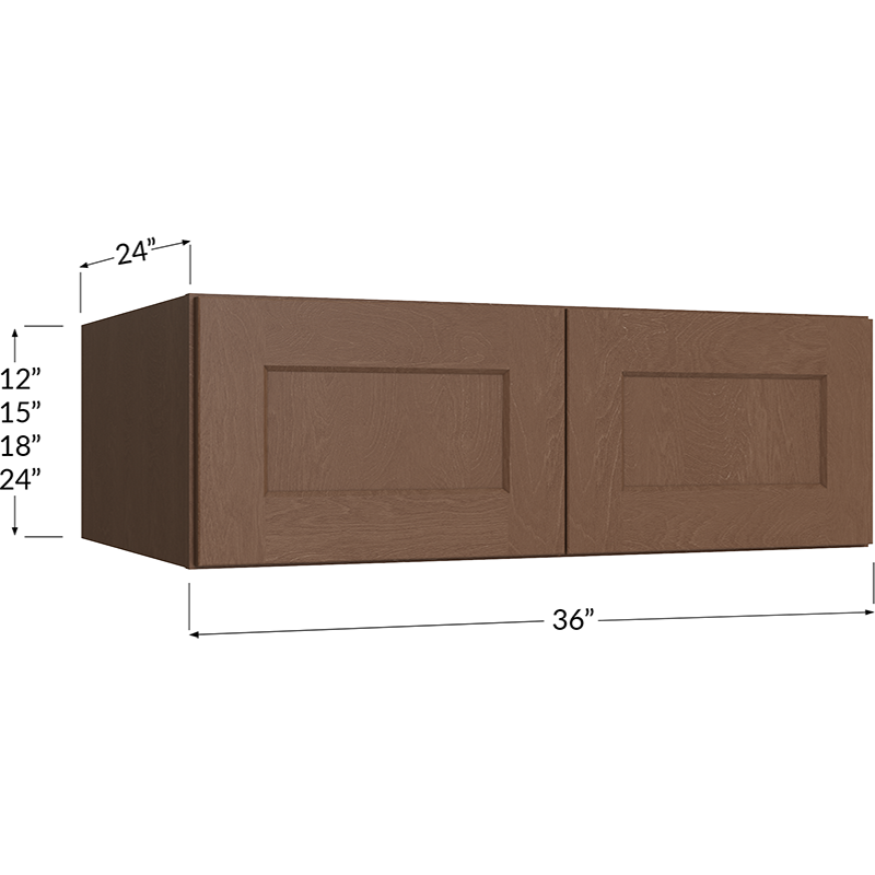 Blackwood Bourbon Shaker Wall Refrigerator Cabinet - 36W x 12H x 24D - 2 Doors
