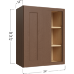 Blackwood Bourbon Shaker Wall Blind Corner Cabinet - 24W x 30H x 12D - 1 Door, 2 Shelves