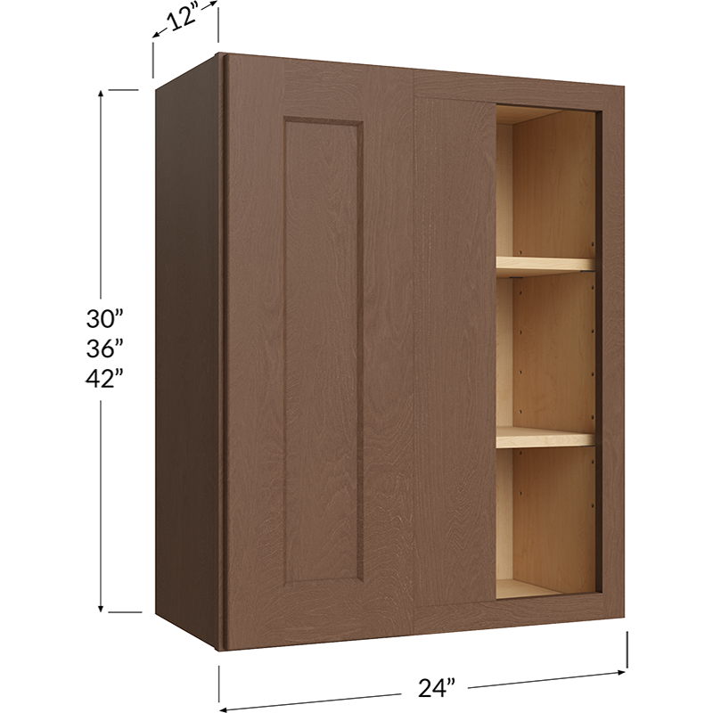 Blackwood Bourbon Shaker Wall Blind Corner Cabinet - 24W x 36H x 12D - 1 Door, 2 Shelves