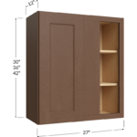 Blackwood Bourbon Shaker Wall Blind Corner Cabinet - 27W x 30H x 12D - 1 Door, 2 Shelves
