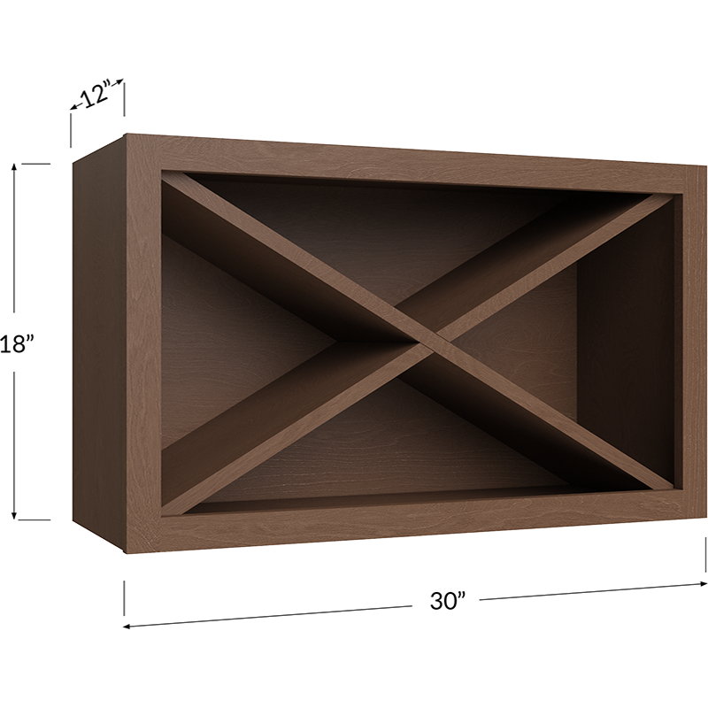 Blackwood Bourbon Shaker Wine X Rack Wall Cabinet Kit - 30W x 18H x 12D