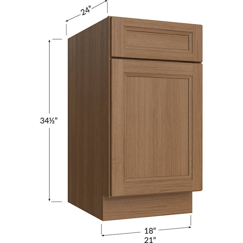Blackwood Canyon Oak Base with Double Trashcan Pullout - 21W x 34-1/2H x 24D - 1 Door, 1 Drawer, 2 Trashcan Pullout