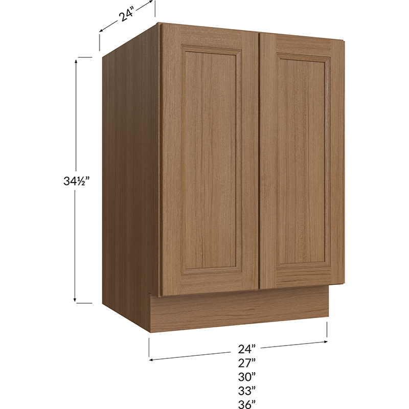 Blackwood Canyon Oak Full Height Door Base Cabinet - 33W x 34-1/2H x 24D - 2 Doors, 1 Shelf
